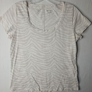 Banana Republic Cozy Slub Tee Sizw M Scoop Neck Short Sleeves Beige Stripe